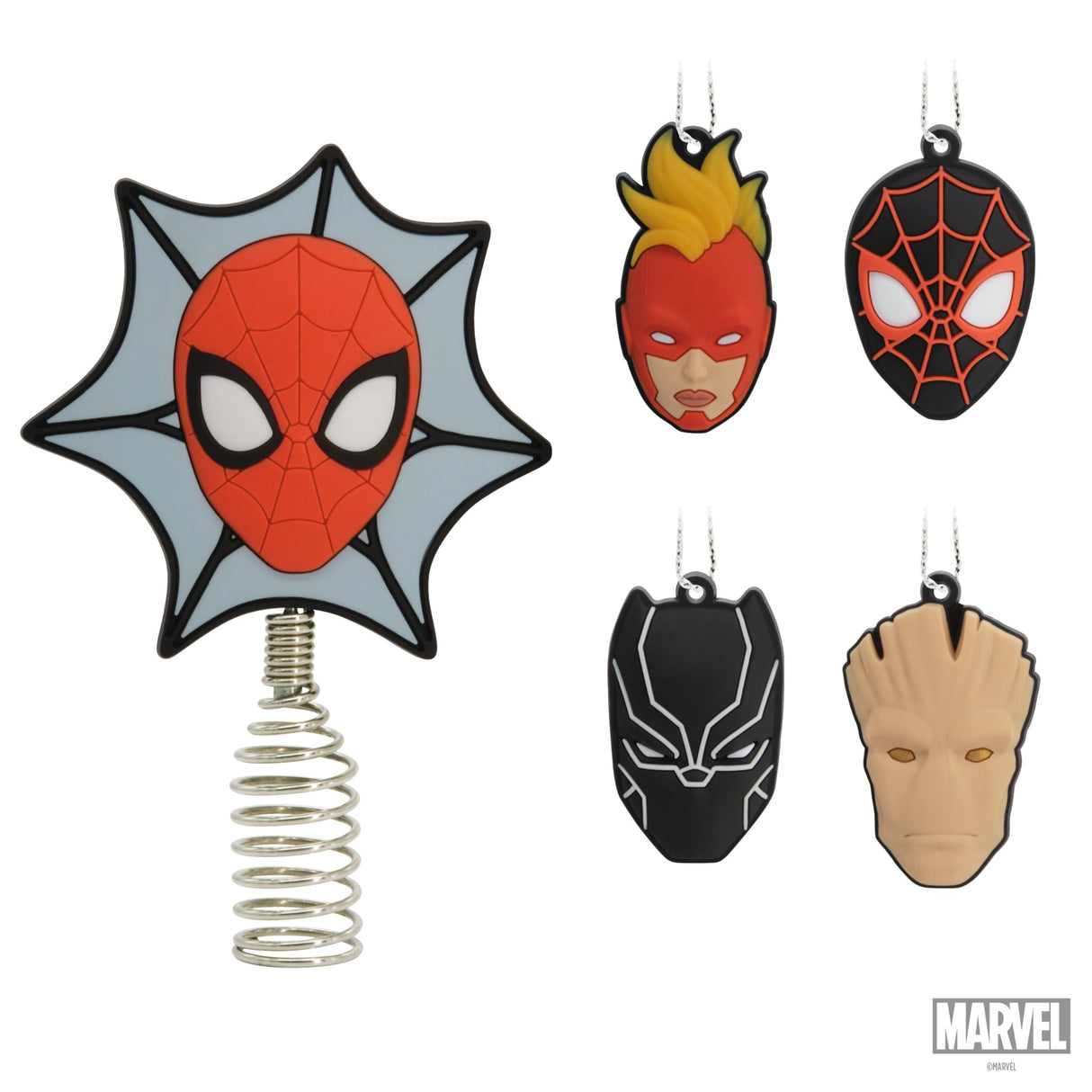 Hallmark Marvel Super Heroes Mini Christmas Tree Topper and Ornaments, Set of 5 Hallmark