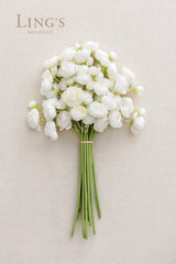 Ling's Moment Ranunculus Artificial Flower, Faux Silk Mini Ranunculus Flowers for DIY Bouquet, Bulk Fake Wedding Filler Flowers for Centerpieces Arrangements Bridal Shower Decorations, Ivory White Ling's Moment