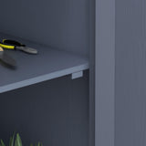 Outsunny Wooden Garden Shed, Outdoor Storage Cabinet with Waterproof Galvanized Metal Roof, Narrow Tool Shed with 3 Shelves and Lockable Door, Gray Outsunny