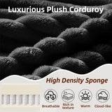 134 Inch Cloud Sectional Couch for Living Room,Corduroy Boneless Couches with L-Shape Chaise,Modern Modular Sectional Sofa with Deep Seat,No Assembly Required (Black, U-Shaped Sofa) ZKJOLMN