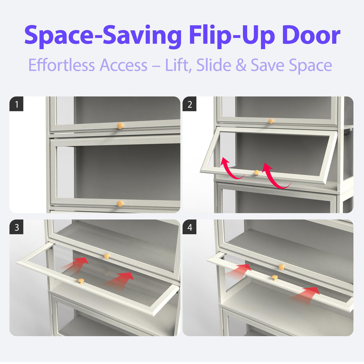 Boniture Display Cabinet with Acrylic Glass Doors,5-Tiers Curio Cabinet with LED Lighting for Collectibles, Collectibles Toy Organizers Rack & Display Shelf Display Case Storage Cabinet, Antique White BONITURE