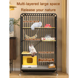 Cat Cage Indoor, Full Square Tube Cat Villa, Small Animal Indoor Detachable Metal Cage, Reinforcement and Widening Platform(White,71x55x127cm) FLQYJJDP