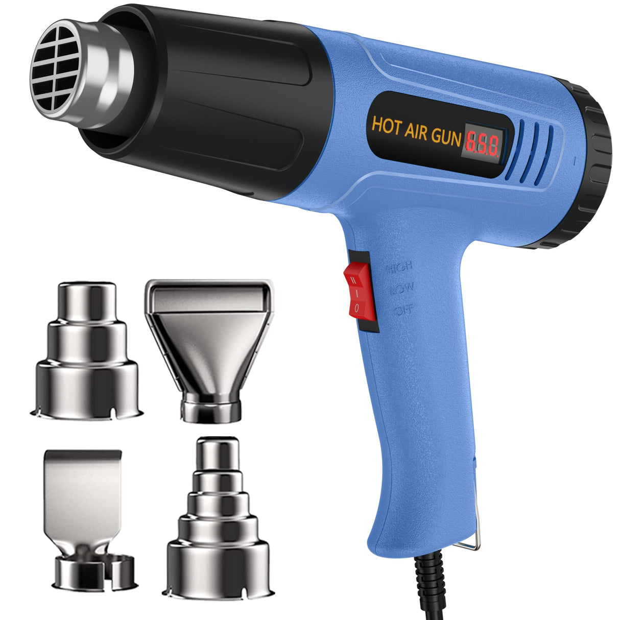 Heat Gun 1300W Fast Heating for Vinyl Wrap, Crafting, Shrink Tubing, Paint, Epoxy Resin, Candle Making Variable, Adjustable Temperature, Overload Protection Hot Air Gun Kit Nozzles, Scraper（JFHG1002） JFTOOIS