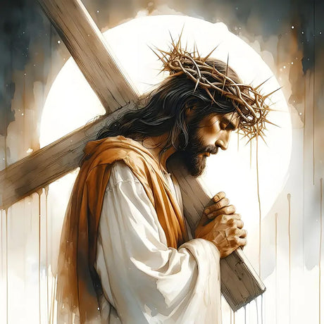 VCLKDIY Jesus Pray Cross Diamond Art Kits for Adults, 5D Diamond Painting Kits for Adults Beginners, DIY Full Round Drill Diamond Dot Painting Gem Art Kits for Adult, Home Wall Decor 13.8x13.8 Inch VCLKDIY