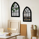 ZEXUIRU 2PCS Arched Window Wall Mirror,Rustic Farmhouse Accent Mirror, Wood Framed Entry Mirror for Living Room,Bathroom,Bedroom,Kitchen,15.5 * 9.8 Inch ZEXUIRU
