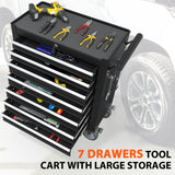 DYneeds 7-Drawer Rolling Tool Chest, Tool Box with Wheels and Drawers, High Capacity Detachable Mobile Tool Storage Cabinet for Workshop, Garage, Mechanics and Repair Room (Black) DYneeds