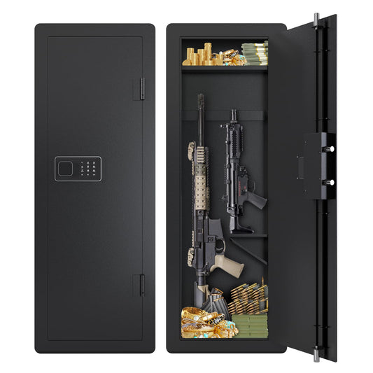 Zevemomo 45'' Tall Wall Safe, Gun Cabinets for Rifles and Shotguns with 2 Removable Shelves and Adjustable Gun Rack, in Wall Gun Safe between Studs for Gun, Money,Black