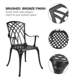 Polar Aurora 3 Piece Patio Bistro Set Cast Aluminum Bistro Table Set Outdoor Round Dining Table with Umbrella Hole for Porch, Lawn, Garden, Backyard, Pool,Black Polar Aurora