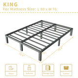 ALDRICH 10 Inch Metal King Size Bed Frame - Double Black Basic Steel Slats Platform, Easy Assembly Heavy Duty Noise Free Bedframes, No Box Spring Needed ALDRICH