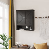 Reettic Farmhouse Medicine Cabinet with 2 Barn Doors, Bathroom Cabinet Wall Mount with Adjustable Shelf, Over The Toilet Storage for Bathroom, Living Room, Kitchen, Black BMGZ103B Reettic