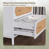 VINGLI White Rattan Dresser with LED Lights, Tall Dresser, Rattan Chest of Drawers for Bedroom, Vertical 4 Drawer Dressers for Bedroom, Boho VINGLI