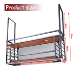 RAJYQODIS Hanging Metal Wine Rack with LED Light, 2 Tier Rustic Industrial Wine Glass Holder, Multifunctional Bar Liquor Bottle Display Storage, Wall Mounted/Hanging Installation (47.24in/120cm) RAJYQODIS