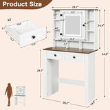 SANYOAC Farmhouse Vanity Desk with Mirror and Lights, Makeup Vanity Desk for Women Girls SANYOAC