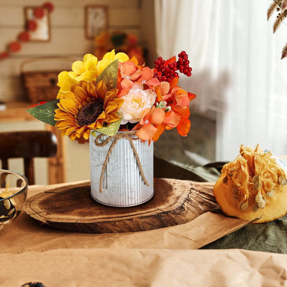 Scawim High Farmhouse Vase Decor, 4.55 X 4 Inch Rustic Flower Vase with Twine Bow Bulk 12PCS Tin Metal Buckets for Artificial Flowers Table Centerpiece Wedding Engagement Home(Iron) Scawim