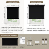 SUNOFF Cordless Blackout Roller Shades Blinds for Windows Free-Stop,Pull Down Room Darkening with Valance,Thermal Insulated Woven Fabric Window Door Blinds for Home,Office,Black 45" W x 72" L sunoff