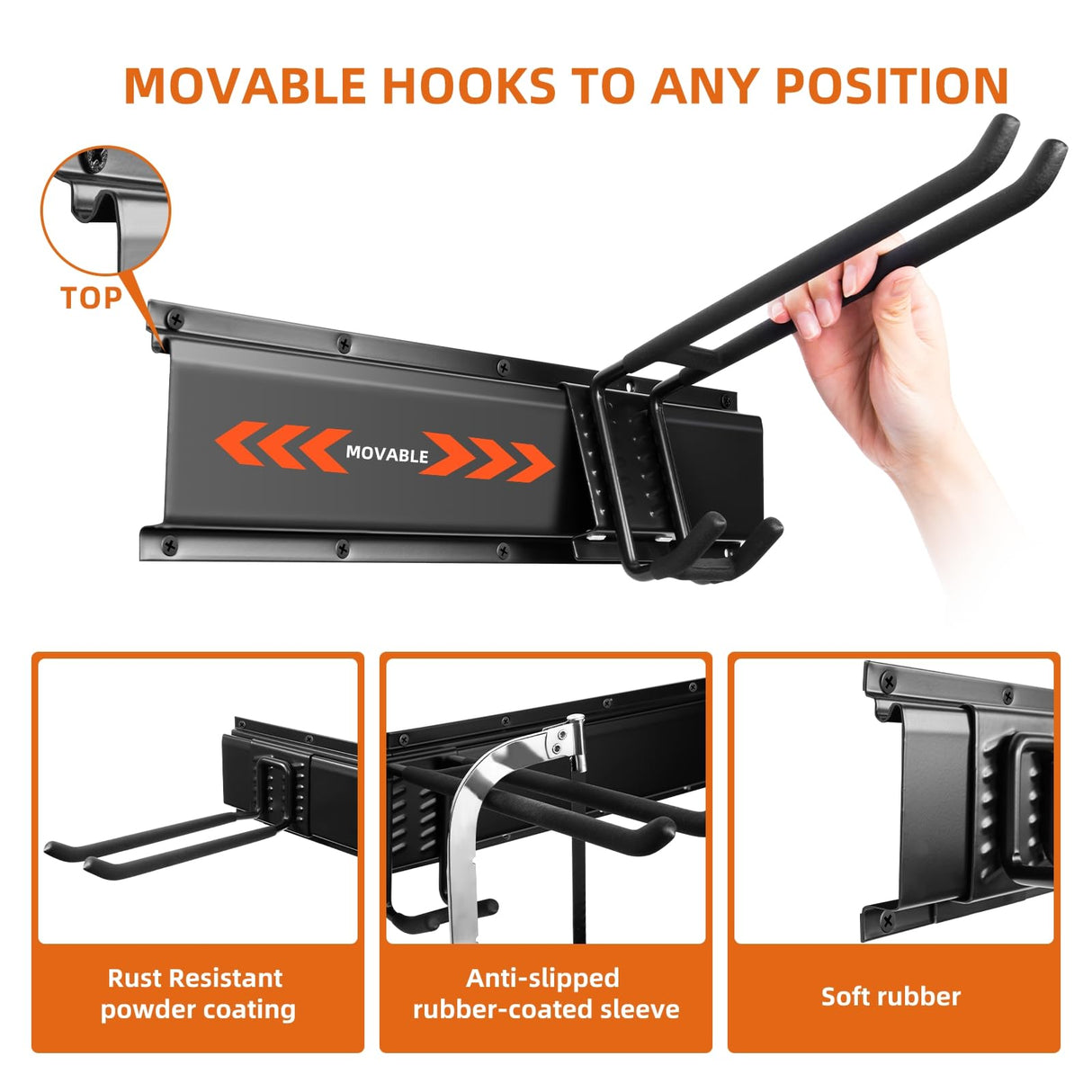 Awrob Paqa Garden Tool Organizer, Garage Storage, Garage Organization - Garage Tool Organizer Wall Mount 48 Inches, Max 440lbs Adjustable Garage Hooks for Hanging Awrob Paqa