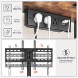 HOOBRO TV Stand with Mount and Power Outlet, LED Entertainment Center with Swivel Mount for 32/45/55/60/65/70/75 inch TVs, 3-Tier Storage Shelf for Living Room, Bedroom, Rustic Brown BF46UDDS01 HOOBRO