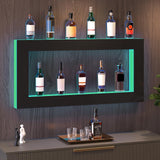 VEVOR LED Lighted Liquor Bottle Display Shelf, Square 48 Inches, Supports USB,Illuminated Home Bar Shelf w/RF Remote & App Control 7 Static Colors 1-4 H Timing, Acrylic Wall-Mounted Shelf VEVOR