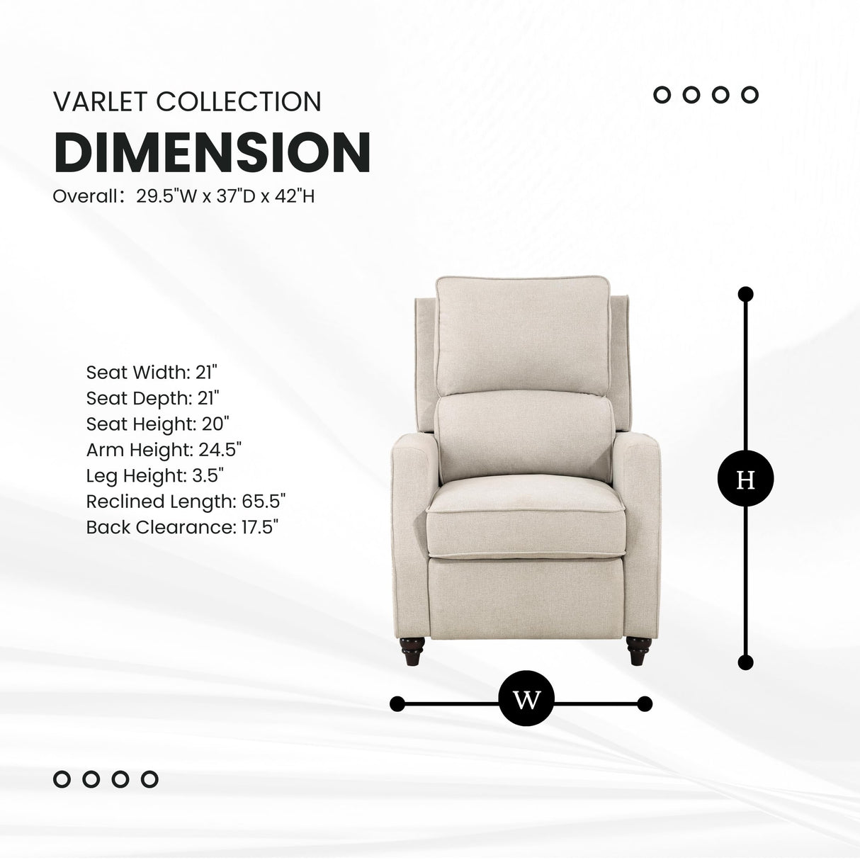 Lexicon Push Back Recliner Chair Living Room, Reclining Sofa Chair, Modern Recliner Sofa Chair, Fabric Recliner Arm Chair for Living Room/Office/Apartment, Beige Lexicon