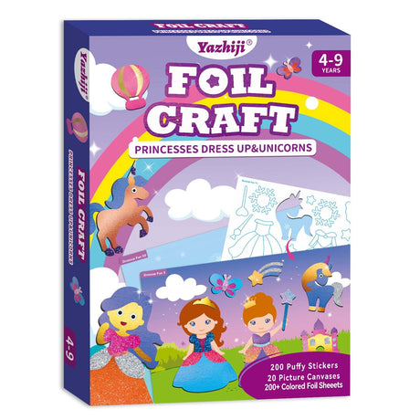 Yazhiji Foil Art Craft Kits for Kids Unicorns Princess Mess -Free Fun Activity Set for Child,DIY Printing Craft Kits, Gifts for Ages 4 5 6 7 8 9 10 11 12 Party Supplier Toys for Boys Girls Yazhiji