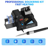 SREMTCH 100W Digital Display Soldering Iron Station Kit, 12-in-1 Soldering Station with 5 Iron Tips, Solder Paster, Lead-Free Solder, Solder Sucker, S/S Tweezers, Auto Sleep 180°C to 480°C Temperature SREMTCH