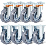 Sacubee 5 Inch Casters Replacement Kit Heavy Duty Non Marking Wheel TPR Rubber Silent Wheels, Includes 4 Swivel and 4 Rigid Casters(8 Pcs) Sacubee