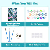 MOGTAA Landscape Paint by Number Kit for Adults Beginners Framed, Adult Paint by Number Kits On Canvas, Easy Adults' Paint-by-Number Kits, DIY Moon Flowers Oil Painting Kits for Home Decor, 8x12in MOGTAA