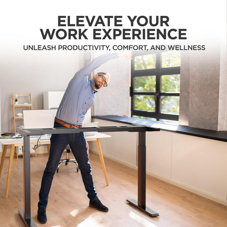 Rise Up Dual Motor Electric Standing Desk Adjustable Height Desk 60x30 Large Computer Standing Desk, Sit Stand Up Desk Raising Desk, Home Office Desk Uncaged Ergonomics
