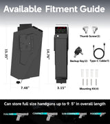 QINGENO Quick-Access Mounted Nightstand Handgun Gun Safe,Auto Open Lid Smart Pistol Safe with Keypad Lock/Key Lock (QG8002E Keypad) QINGENO