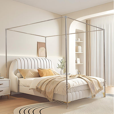 Stainless Steel Canopy Bed Frame by SEAYNFESH – Full Size Metal Frame with Sturdy Four Corners Design for Stylish Bedroom Decor