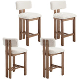 Shunzhi Upholstered Farmhouse Counter Height Bar Stools Set of 4 White Sherpa Barstools with Back/Solid Wood Legs, Modern Bar Chairs for Kitchen Island/Home Bar/Pub, 26 Inch Shunzhi