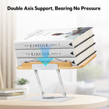 Book Stand for Reading Large Book Holder with 360° Rotating Base, 15.4"x11" Cookbook Stand Desktop Holder with Book Light, Foldable Desktop Stand for Textbook, Recipe, Laptop, Sheet Music FLINKYE