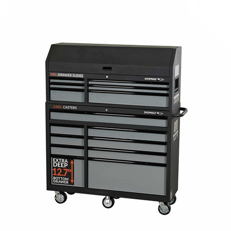 52 in. 15-Drawer Tool Chest and Rolling Cabinet Combo ShopMax