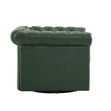 Christopher Knight Home Oakley Chesterfield Faux Leather Upholstered Club Chair,Button-Tufted 360° Swivel Chair,Scrolled Arm Living Room Sofa Chair, No Assembly Required Furniture, Green Christopher Knight Home