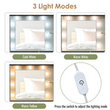 THINK 30 Farmhouse Makeup Vanity Desk with Mirror and Lights, 3 Lighting Modes, Vanity Set with Stool, Dressing Table with Adjustable Shelves,2 Drawers and Side Cabinet for Bedroom, White THINK 30