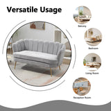 Anwick 59" Small Modern Chenille Loveseat Sofa, 2-Seater Sofa with Gold Metal Legs, Small Couch with Flower Shaped Back for Living Room Bedroom Office (Light Gray) Anwick