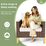 MFSTUDIO Extra Large Wicker Patio Furniture Sets, 10 Pieces All-Weather Half-Moon Curved Rattan Patio Sectional Sofa Set Outdoor Patio Conversation Set with 4" Thick Beige Cushions for Backyard Porch MFSTUDIO