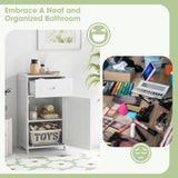 Giantex White Freestanding Storage Cabinet with Drawer and Adjustable Shelf for Bathroom and Living Spaces Giantex