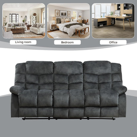 EBELLO Reclining Sofa Furniture Set, Loveseat Recliner Sofa and 3PC Bonded Manual Recliner Set for Living Room, Grey Green (Loveseat+Sofa) EBELLO