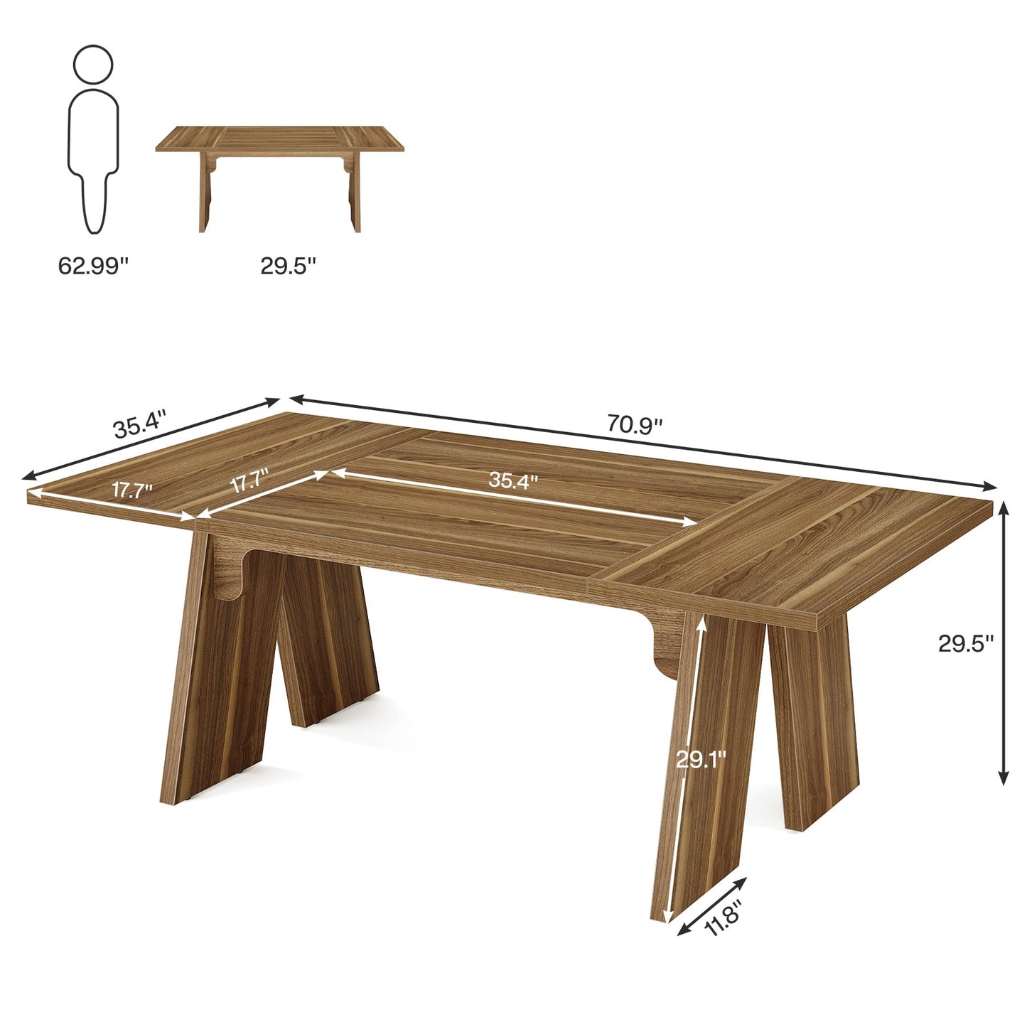 Tribesigns 6 ft Conference Table, 70.9 L x 35.4 W x 29.5 H Inches Meeting Table with Solid Wood Legs, Wood Training Table Boardroom Desk for Office Meeting Conference Room - WoodArtSupply