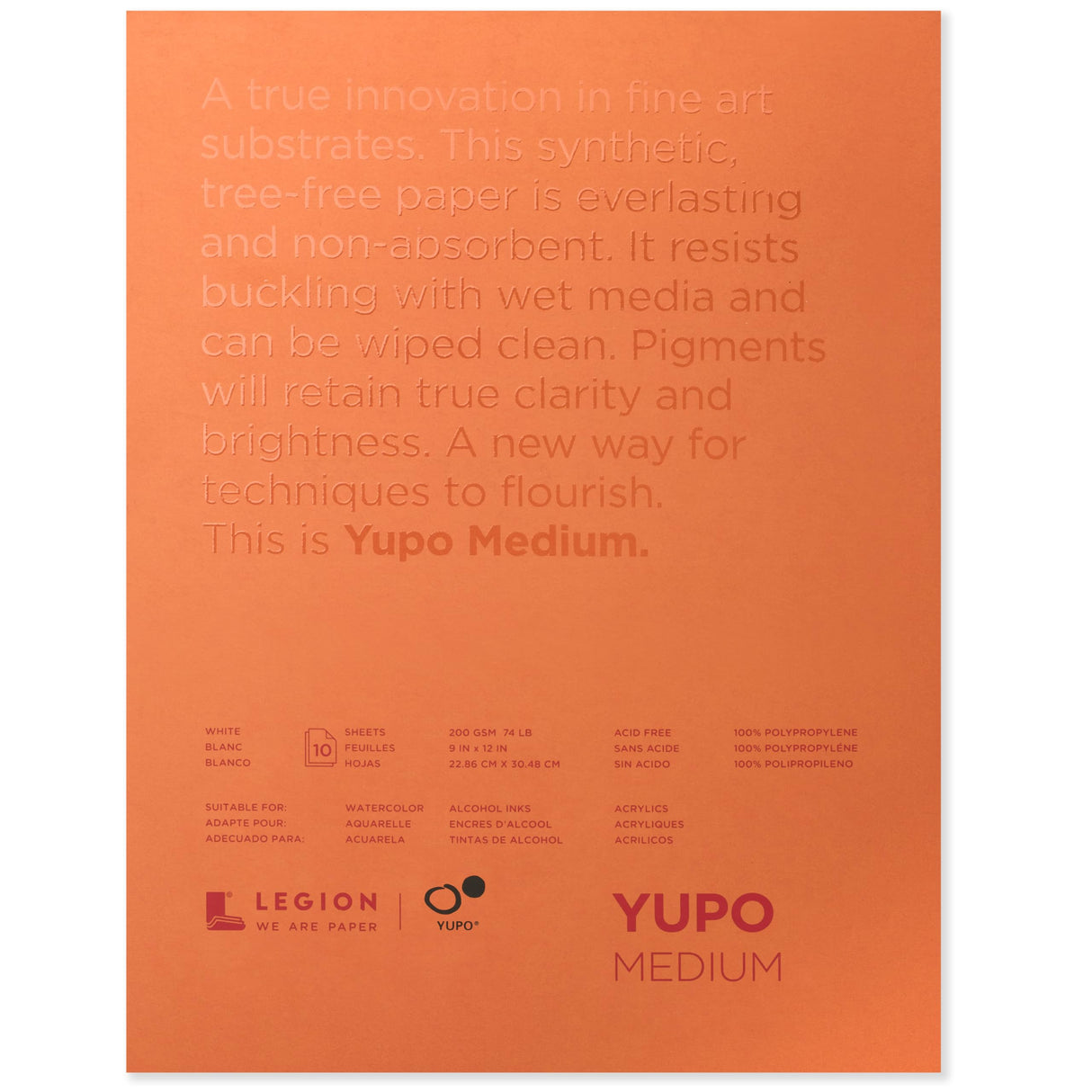 Yupo Paper L21-YUP197W912 White Sheets, 9" x 12", 10 count Legion