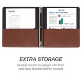 Samsill 1 Inch 3 Ring Binder, Leather, Brown with Contrast Stitching, 8.5X 11 Inch, 3 Rings, Notebook Binder, Portfolio Organizer, Planner, Journal Samsill