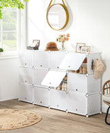 HOOBRO Shoe Rack, 6 Cubes Shoe Organizer with Doors, Plastic Panel Shoe Storage Cabinet for 24 Pairs of Shoes, for Closet, Entryway, Hallway, White WT26SC01G1 HOOBRO