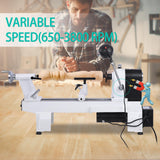 CXRCY 12" x 18" Wood Lathe, Powerful Benchtop Wood Lathe Machine 3/4 HP Infinitely Variable Speed 650-3800 RPM with Lathe Belt & Goggle for Woodworking, Woodturning (Model:WL460-12VF) CXRCY
