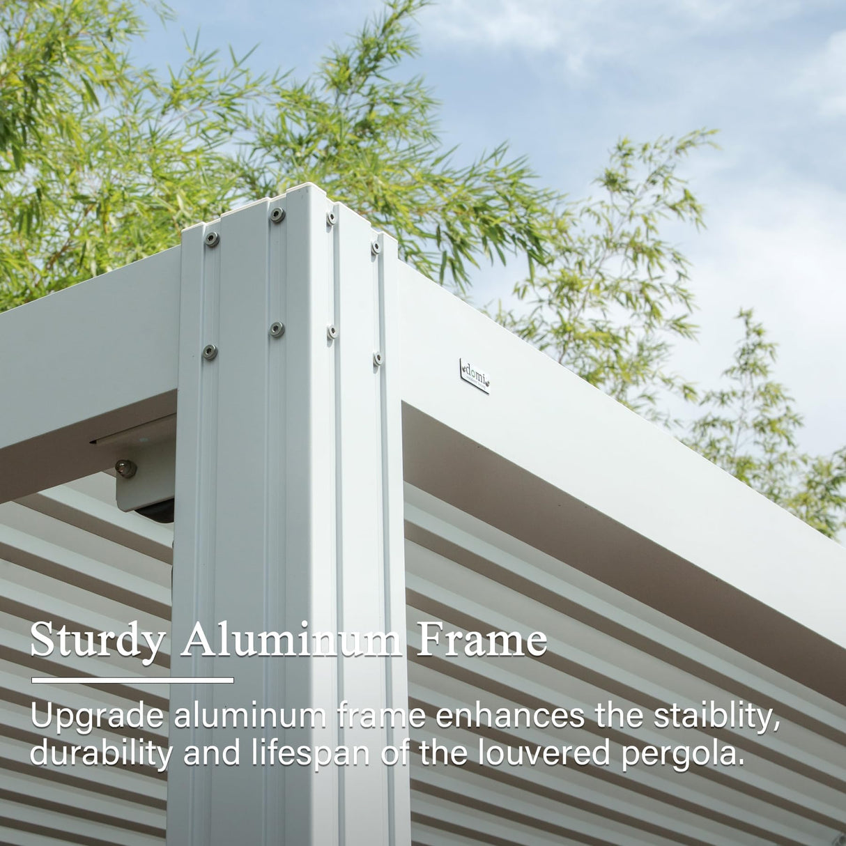 Domi Outdoor Louvered Pergola 10x16FT with Adjustable Steel Roof, Outdoor Aluminum Structure Rainproof Pergola for Backyard, Garden and Lawn,White domi outdoor living