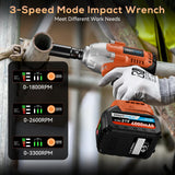 Cordless Impact Wrench, 665Ft-Ibs (900N.m) 1/2" Electric Impact Wrench, 21V Power Impact Drill with 2x 4.0Ah Battery, 6 Sockets, 8 Drill, 6 Screws, Impact Gun Variable Speeds for Car/Truck/Mower Protmex