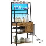 HOMCOM Industrial Baker's Rack with LED Lighting, Power Outlets, and Wine Storage HOMCOM