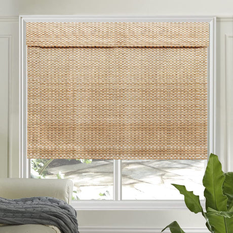 LETAU Wood Cordless Window shades Blinds, Bamboo Light Filtering Custom Roller Shades, Pattern 9 LETAU