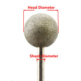 JINGLING 25mm 1 inch Spherical Head Diamond Grinding Bits Round Ball Bit Sphere Rotary Burr Grit 80 Stone Carving Tools 1/4" Shaft Attachment for Bosch, DeWalt, Makita JINGLING