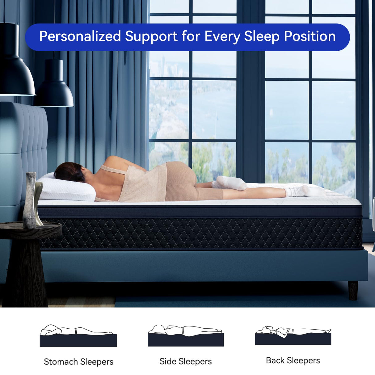 TERISTE 10 Inch Twin Breathable Memory Foam Hybrid Mattress with Individually Pocketed Springs for Isolate Motion, Fiberglass Free, Edge Support Mattress in a Box, CertiPUR-US® Certified TERISTE
